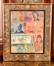 Currencies of The World Collection Framed And Matted Bills And Coins RARE