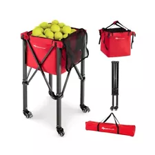 Lightweight Folding Tennis Ball Teaching Cart w/ Removable Bag 4 Universal Wheel