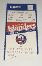 New Listing3/9/90 New York Islanders Philadelphia Flyers Game Used Ripped NHL Ticket Stub