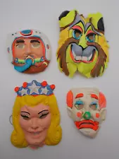 LOT OF VINTAGE HALLOWEEN MASKS MASK PROP DECOR NASA ASTRONAUT CLOWN AS IS