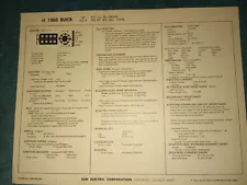 1969 BUICK 430 V-8 ENGINE SUN TUNE-UP CHART / 4BBL CARB