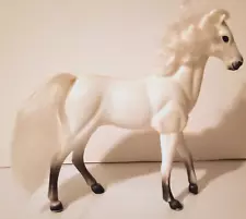 White Toy Horse Figure with White Brushable Mane and Tail