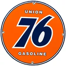 VINTAGE UNION 76 GASOLINE PORCELAIN SIGN GAS STATION PUMP PLATE MOTOR OIL AUTO