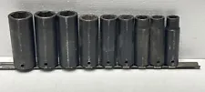 Snap-on 9-Piece 1/2" Drive 6-Point SAE Deep Well Impact Sockets 1/2-1"