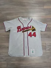 VINTAGE AUTHENTIC HANK AARON BRAVES JERSEY 48 XL MITCHELL NESS USA RUN RARE