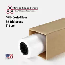 1 Roll 36" x 100' 46lb Coated Bond Paper for Wide Format Inkjet Printers