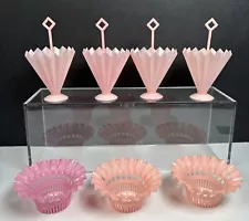 7 Vintage Bridal Baby Shower Favors Plastic Decorations Pink Umbrellas Basket