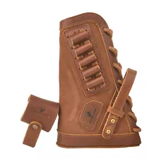 Leather Buttstock .308 .357 .22lr with Sling for No Drill Your Gun Right / Left