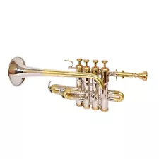 HOT SALE! Bb/A Flat PICCOLO TRUMPET NICKLE BRASS FINISH NEW FREE HARD CASE+ M/P