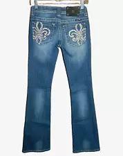 NEW Miss Me Fluer de lis Boot Cut Jeans JP6048B5 Size 25 MSRP $109 SALE