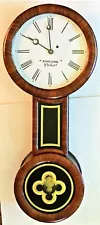 GEORGE HATCH, ATTLEBORO, MA BANJO STYLE CLOCK RESTORED, 8-DAY TIME ONLY MOVEMENT