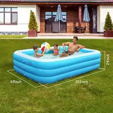 103'' Summer Family Backyard Inflatable Swimming Pool Kids Paddling Pool Swim