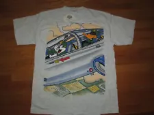 WARNER BROTHERS Vtg 90s 1995 AOP Bugs Bunny Daffy Duck Fly Plane T shirt NWT USA