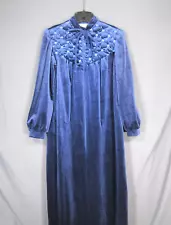 VTG CONTEMPORARY Sears & Roebuck NAVY BLUE VELVET/VELOUR 1/2 Zip LOUNGE Robe S