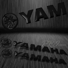 2x 8"x 1.25" 3D Emblem Decal Logo+Letter Polished/Gloss Sticker for Yamaha Black (For: Yamaha Vmax 1200)