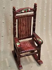 HAND PAINTED STRAWBERRY THEMED ROCKING CHAIR FOR MINIATURE DOLLHOUSE