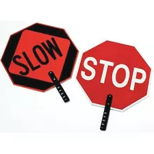 Zoro Select 03-851 Traffic Paddle Sign, 2-Sided Stop/Slow, Non-Reflective, 18