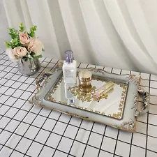 Mirror Tray, Floral Vanity Organizer for Makeup, Jewelry, , Vintage Rectangular