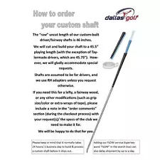 Dallas Golf Comp CZ Stiff Flex Graphite Shaft + Adapter & Grip