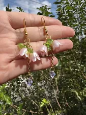 Lily Of The Valley Earring, Pink Flower Earring Dangle