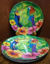 TROPICAL ISLAND Lot 5) -11" Dinner Plates Birds-Palm Trees-Flowers-Beach X24