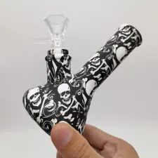 4.7" Unbreakable Smoking Hookah Skull Water Pipe Bong Bubbler Shisha +Glass Bowl