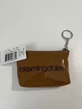 Bloomingdale’s Little Brown Bag Key Ring Zip Case NEW Zipper Mini Pouch Wallet