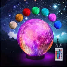 3D Galaxy Ball Moon Lamp - 16 Colors Moonlight Globe Luna Night Light with Stand