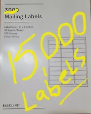 Brand New Staples Baseline Mailing Labels White 15000/Pack BL58260