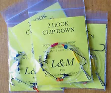 4 x 2 HOOK CLIP DOWN L&M SEA FISHING RIGS 80lb BODY size 1 STINGER HOOKS