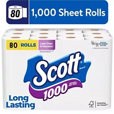 Scott Toilet Paper - Scott 1000 Toilet Paper, 80 Rolls, (80,000 Sheets)