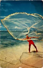 Postcard Hawaiian Throw Net Honolulu Hawaii HI 1955 Pre-Statehood N300