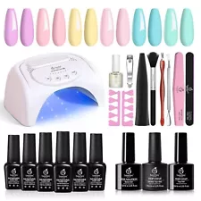 Pink Gel Nail Polish Kit with 48W LED Lamp & Spring Shades for DIY Manicure A126