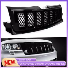 For 2011-2013 Jeep Grand Cherokee Overland Gloss Black Front Grille Assembly New