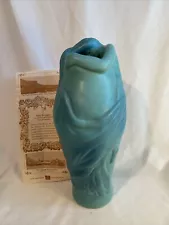 VINTAGE VAN BRIGGLE POTTERY LORELEI ART POTTERY VASE, TURQUOISE EXCELLENT SIGNED