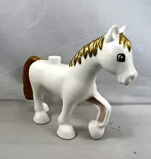 Lego Duplo PRINCESS WHITE HORSE For CINDERELLA’S CARRIAGE - Gold Mane Tail