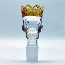 Crowned Skull Head Glass Bowl Head Piece For Water Pipe Glass Bongs 18mm