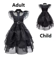 For Wednesday The Addams Family Costume Black Fancy Dress for Halloween Cosplay