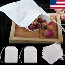 100x Empty Tea Bags Muslin Drawstring Making Spice Bath Herbs Pouch Filter - USA