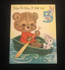 Vintage Happy Birthday Greeting Card Paper Collectible Birthday 5 Year Old 50C