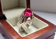 Beautiful 925 Sterling Silver Ring with Stunning Lab Created Ruby For Sale