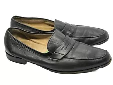 BALLY BLACK LEATHER VINTAGE SLIP ON LOAFER SHOES SIZE 8.5