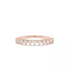 0.65 Ct Natural Round Cut Diamond Eternity Wedding Band Ring Solid 14k Rose Gold