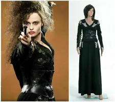 Harry Potter Bellatrix LeStrange Black Dress Cosplay Party Event Costume Show *