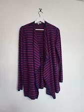 Seasalt Aeonium Cardigan Open Waterfall Stripey Red/Blue Wool Blend Size 14