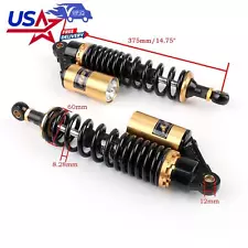 Motorcycle 14.75" 375mm Rear Shocks Absorber For Yamaha Banshee ATV Black&Gold (For: More than one vehicle)