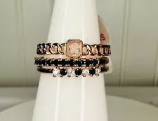 Bomb Party Ring RBP7785 "SHE COMMANDS THE ROOM" Opal Black Onyx Cz Rose Gold 10