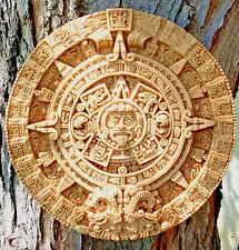 Mexican AZTEC MAYAN CALENDAR Folk Art Craft - Cast Resin Large 11" dia. - NICE!