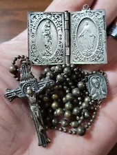 Antique Vintage WW2 Military Pull Chain Rosary Religious Crucifix Catholic Lot B