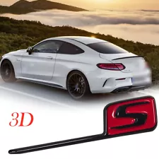 Glossy Black Red For AMG S Letter Trunk Emblem Badge Decoration C63S E63S Decal (For: More than one vehicle)